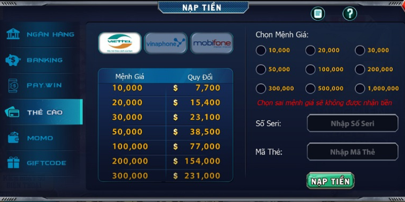 B52CLUB Việt Nam có gì đặc biệt cho game thủ? 6 Nạp và rút tiền B52CLUB